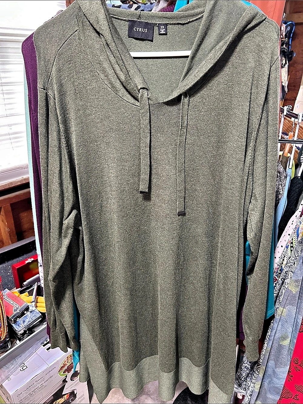 Cyrus Cowl Neck Tunic in Green Size 2X Like New